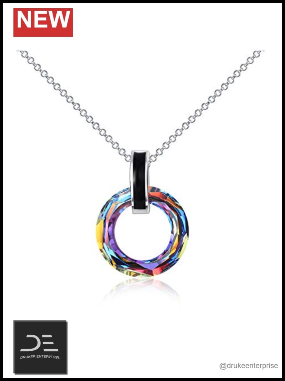925 Sterling Silver Circle Pendant Necklace, Crystal Healing Jewelry Gift